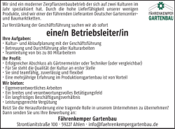 eine/n Betriebsleiter/in