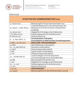 eckdaten des sommersemesters 2017