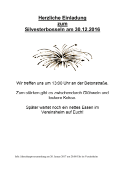 Herzliche Einladung zum Silvesterbosseln am 30.12.2016