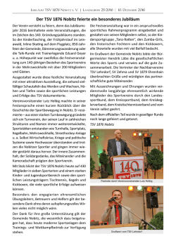 Jubiläum TSV 1876 Nobitz e. V.
