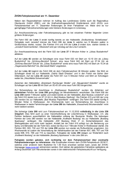 Informationen zum Fahrplanwechsel