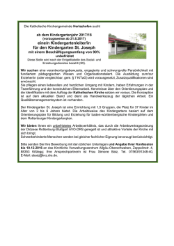 eine/n Kindergartenleiter/in f&uuml;r den Kindergarten St. Joseph