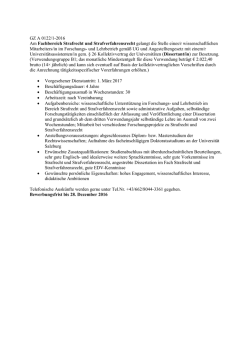 Dissertant/in Fachbereich Strafrecht und Strafverfahrensrecht