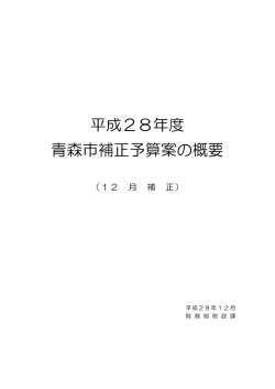平成28年度青森市補正予算案の概要（12月補正）
