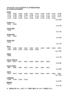 （平成29年度採用予定）津市職員採用試験 第3次試験合格者受験番号
