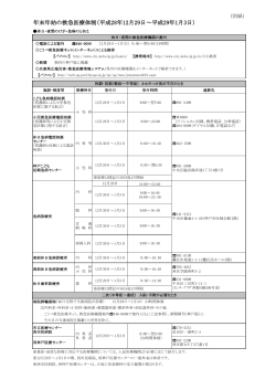 年末年始の救急医療体制（平成28年12月29日～平成29年1月