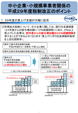 中小企業・小規模事業者関係の 平成29年度税制改正の