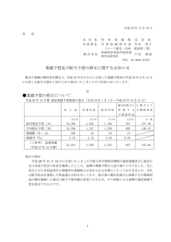 業績予想及び配当予想の修正に関するお知らせ 業績予想の修正について