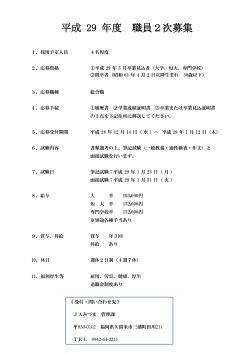 平成 29 年度 職員2次募集