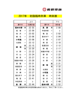 2017年 初詣臨時列車 時刻表