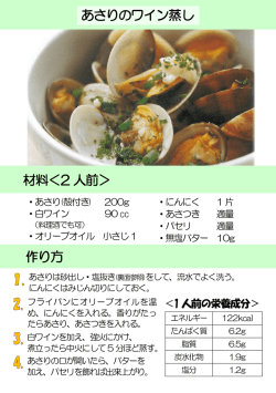 材料＜2 人前＞ 作り方 あさりのワイン蒸し