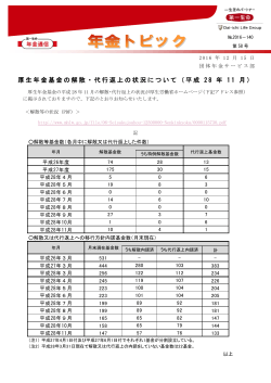厚生年金基金の解散・代行返上の状況について（平成 2 8 年 1 1 月）