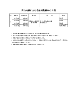 岡山地裁における裁判員裁判の日程