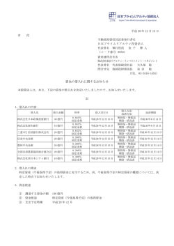 資金の借入れに関するお知らせ  - JAPAN-REIT.COM