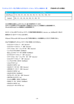 ワンタイムパスワードサービス対応機種一覧