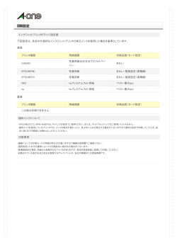 インクジェットプリンタドライバ設定表 下記設定は、各社の代表