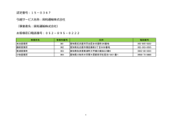 認定番号：15－0367 引越サービス名称：興和運輸株式会社 （事業者名