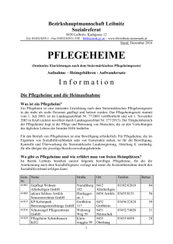Pflegeheim - Informationsbroschüre (Stand: Juli 2016)