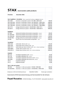 Stax Preisliste 2016