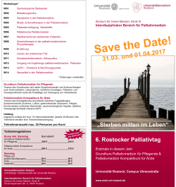 6. Rostocker Palliativtag - Interdisziplinärer Bereich für Palliativmedizin