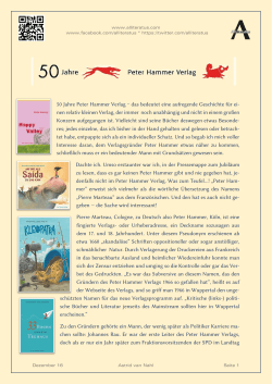 50 Jahre Peter Hammer Verlag ‒ das bedeutet eine aufregende