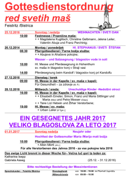 Gottesdienste vom 25.12.2016.