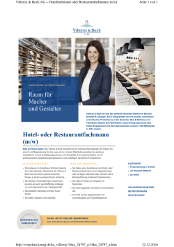Hotel- oder Restaurantfachmann (m/w)