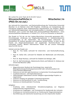 Wissenschaftliche/n Mitarbeiter/in (PhD/Dr.rer.nat.)