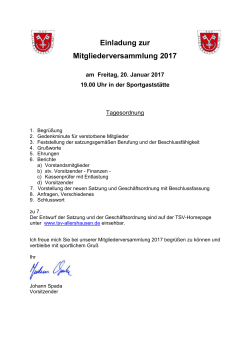 Einladung zur Mitgliederversammlung 2017