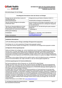 INFORMATION &Uuml;BER DIE EINLAGENSICHERUNG