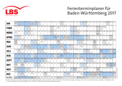 Ferienterminplaner für Baden-Württemberg 2017