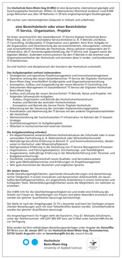 eine Bereichsleiterin oder einen Bereichsleiter IT