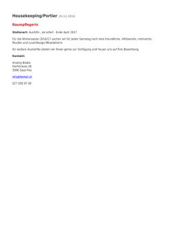 Housekeeping/Portier 24.12.2016 - Saas-Fee