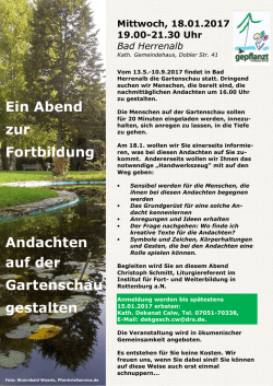 Informationsblatt Schulung Kirche auf der Gartenschau