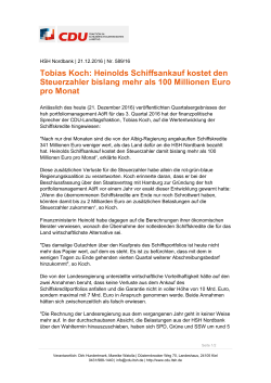 Tobias Koch: Heinolds Schiffsankauf kostet den