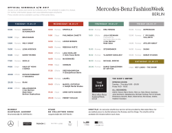 Schedule - Mercedes-Benz Fashion Week Berlin