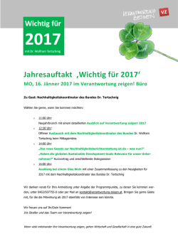 Einladung | Jahresauftakt ‚Wichtig für 2017` | MO, 16. Jänner 2017
