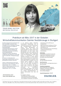 Praktikum ab März 2017 in der Globalen Wirtschaftskommunikation