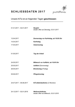 Schliessdaten 2017