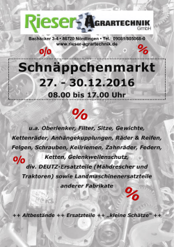 Schnäppchenmarkt - Rieser Agrartechnik GmbH