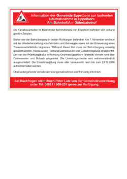 Information der Gemeinde Eppelborn zur laufenden Bauma&szlig;nahme