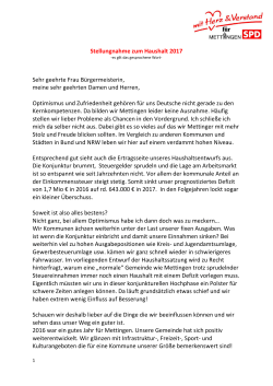 Stellungnahme der SPD-Fraktion