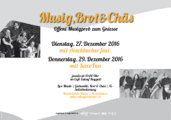 Dienstag, 27. Dezember 2016 mit Aeschbacher feat. Donnerstag, 29