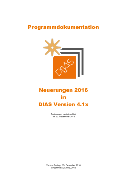 Neuerungen 2016 in DIAS 4.1x