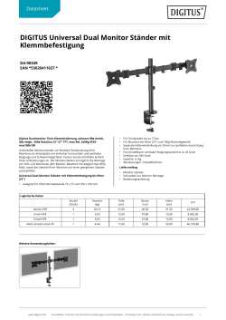 DIGITUS Universal Dual Monitor St&auml;nder mit Klemmbefestigung