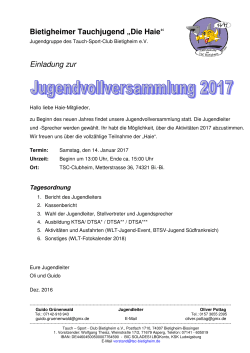 Einladung TSC-Jugendhauptversammlung 2017 - Tauch-Sport