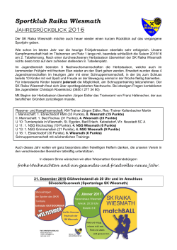 Jahresr&uuml;ckblick