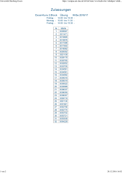 Excel-Kurs 2.Block Übung WiSe 2016/17