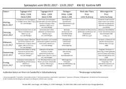 Speiseplan vom 09.01.2017 - 13.01.2017 KW 02 Kantine MPI