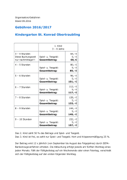 Gebühren 2016/2017 Kindergarten St. Konrad Obertraubling